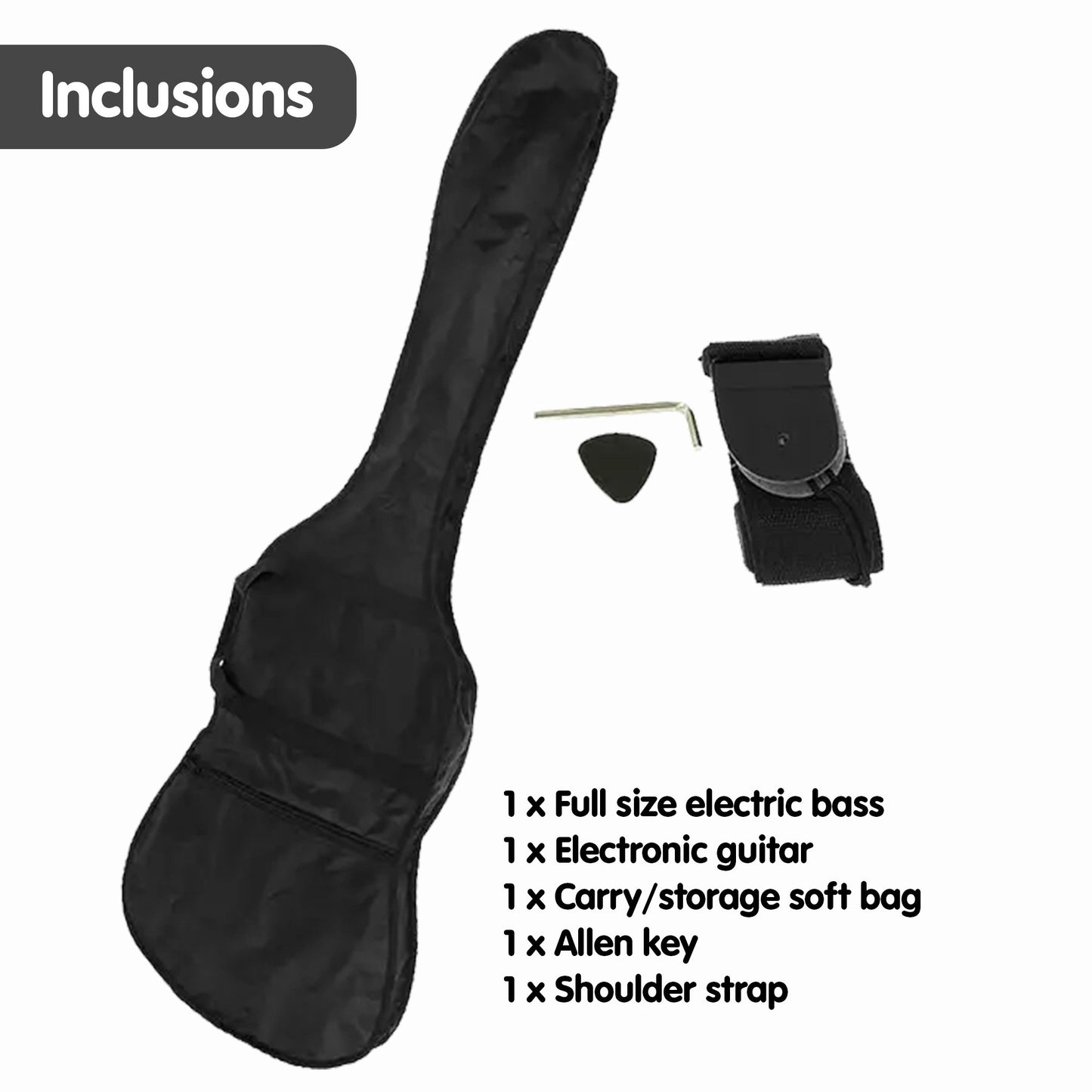 Karrera 39in Electric Guitar Bass Tuner Music 4-String Instrument Full Size Sunburst
