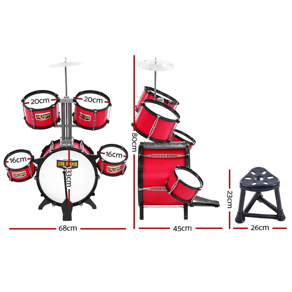 Kids 7 Drum Set Junior Drums Kit Musical Toys Childrens Mini Big Band