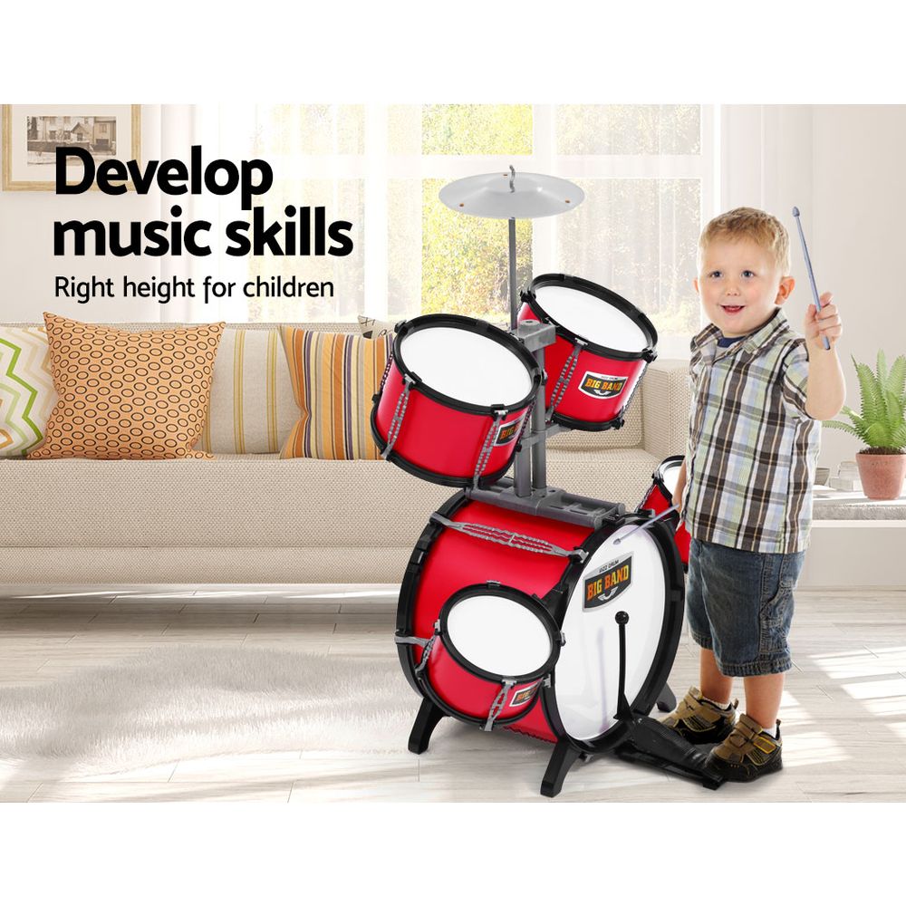 Kids 7 Drum Set Junior Drums Kit Musical Toys Childrens Mini Big Band