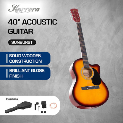 Karrera Acoustic Cutaway 40in Guitar - Sunburst