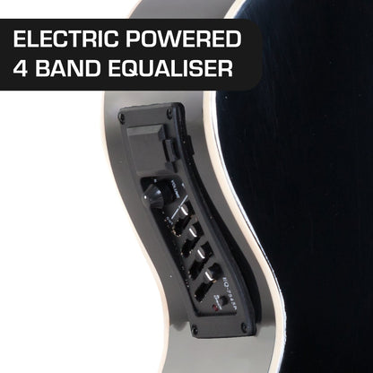 Karrera 4 String Acoustic Bass Guitar Electric Pickup 4 Band Equaliser Black