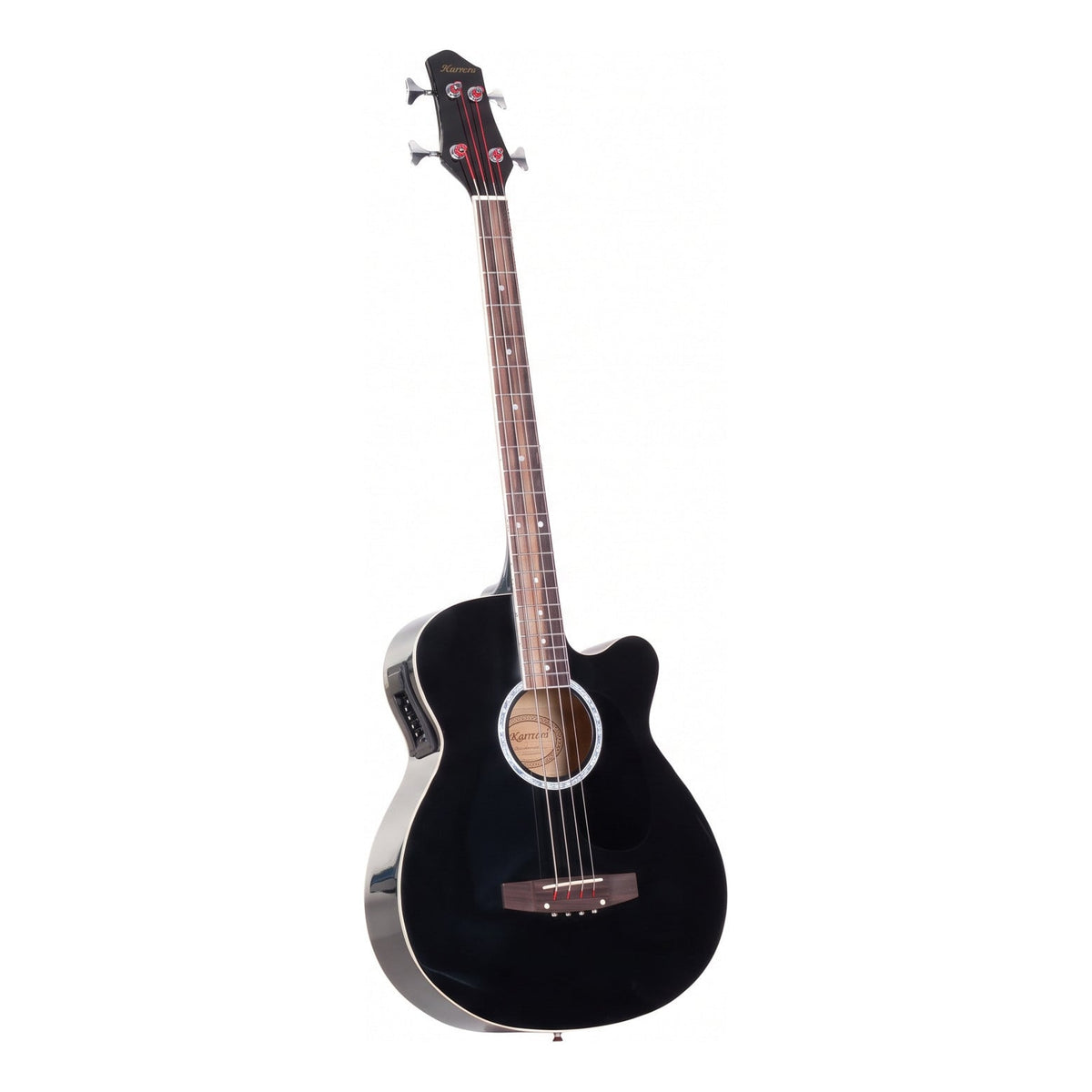 Karrera 4 String Acoustic Bass Guitar Electric Pickup 4 Band Equaliser Black
