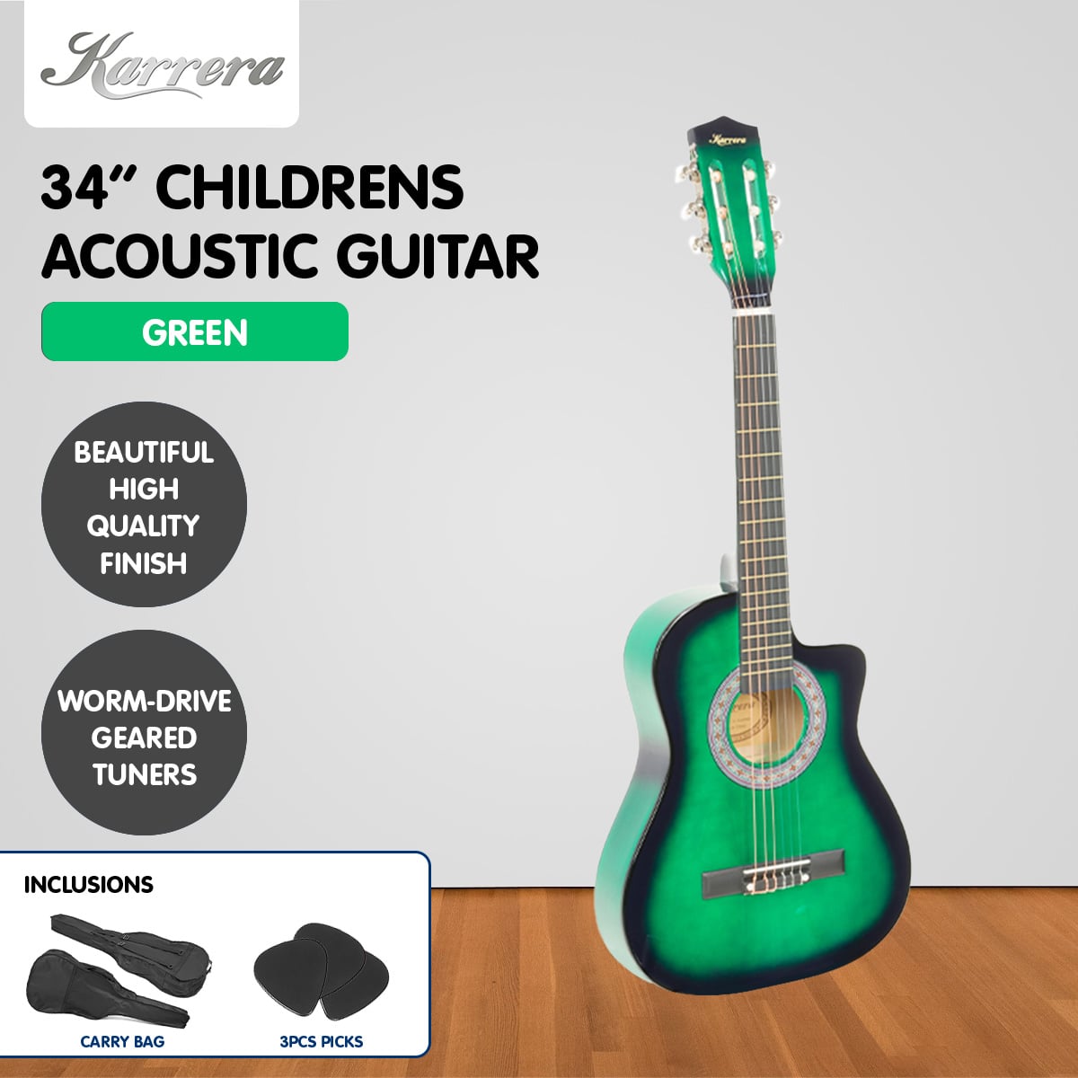 Karrera Childrens Acoustic Guitar Kids - Green