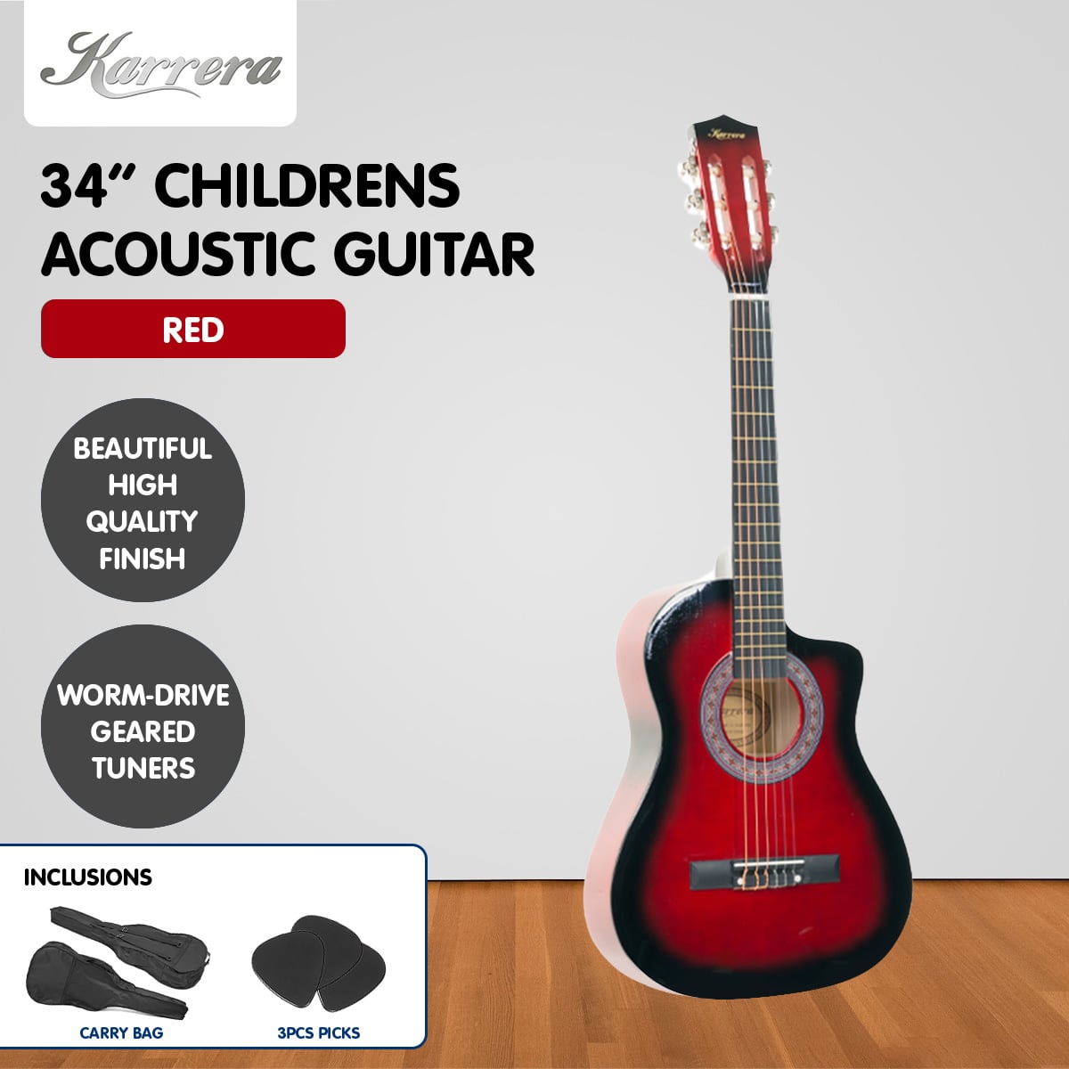 Karrera Childrens Acoustic Guitar Kids - Red