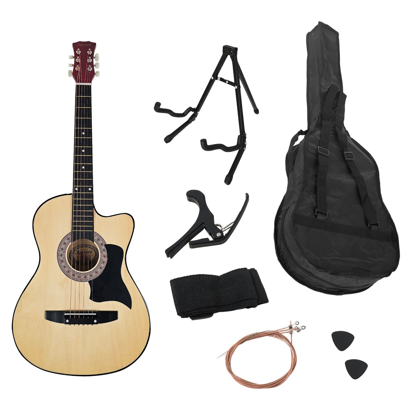 38in Pro Cutaway Acoustic Guitar with guitar bag - Natural