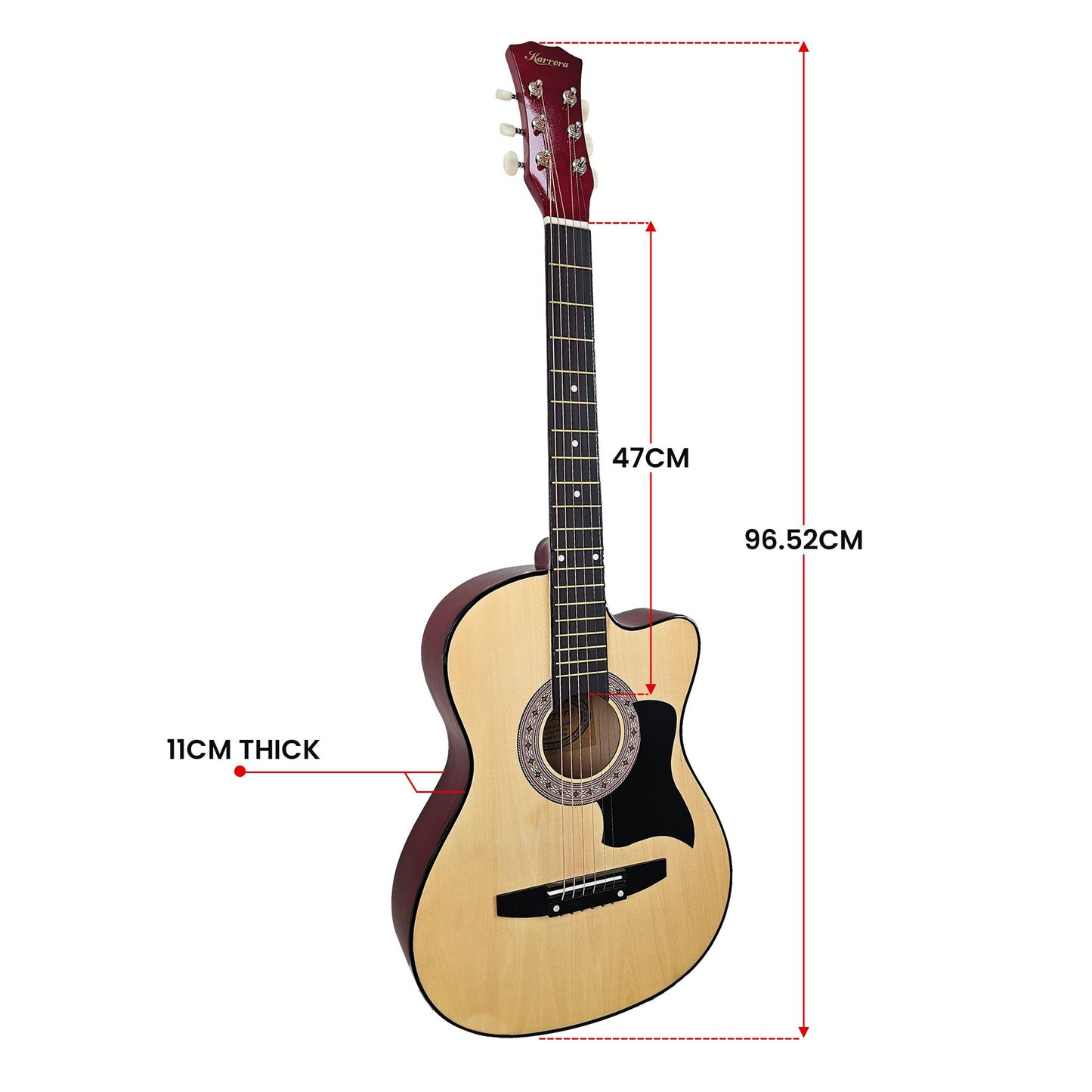 38in Pro Cutaway Acoustic Guitar with guitar bag - Natural