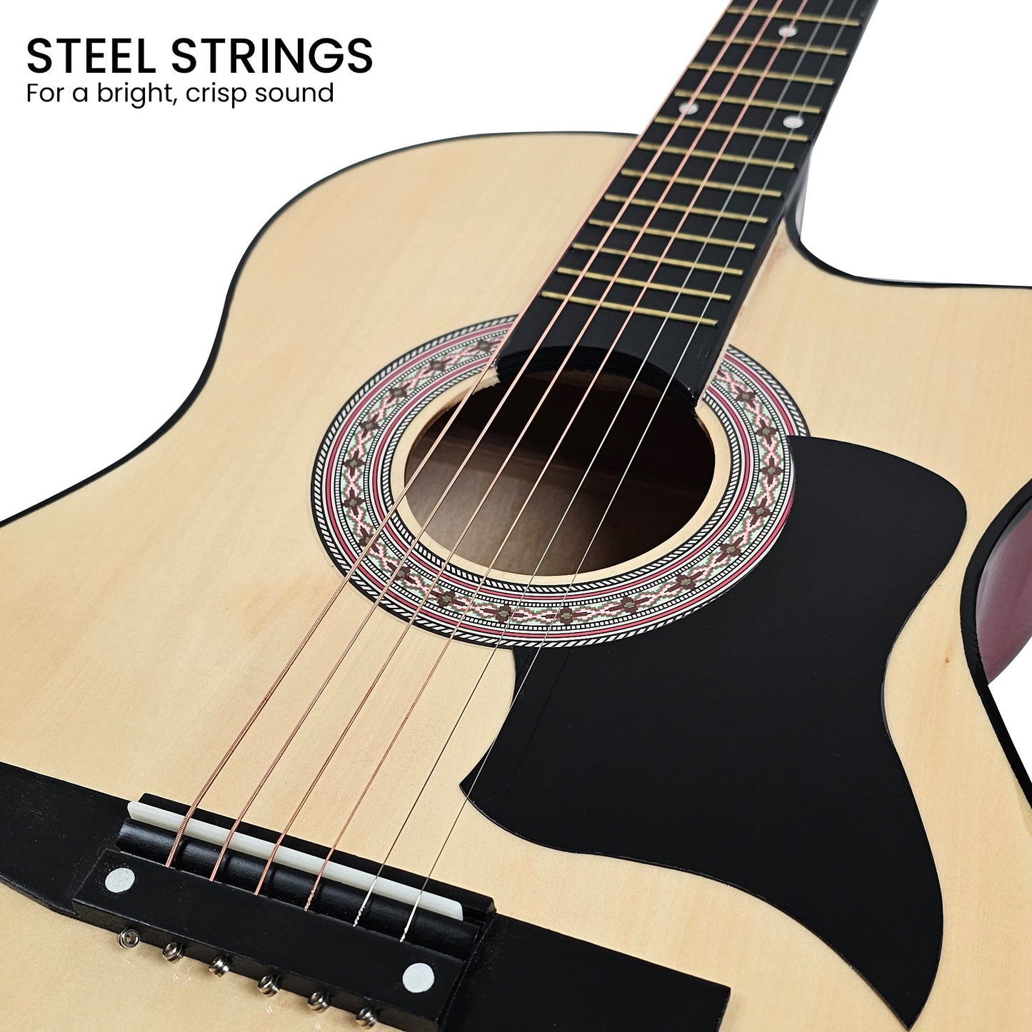 38in Pro Cutaway Acoustic Guitar with guitar bag - Natural