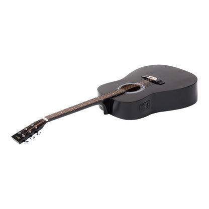 Karrera 41 Inch Electro Acoustic Guitar Black - Full Size Steel String Acoustic Electric Guitar with 5-Band EQ