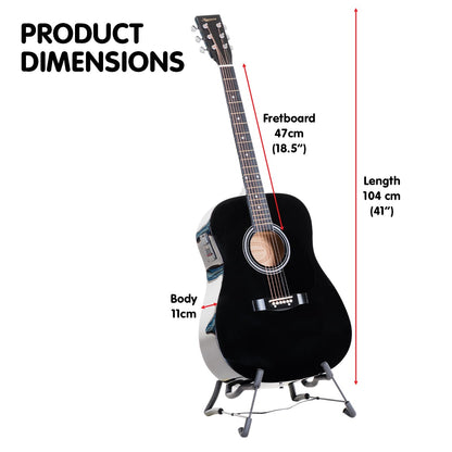 Karrera 41 Inch Electro Acoustic Guitar Black - Full Size Steel String Acoustic Electric Guitar with 5-Band EQ