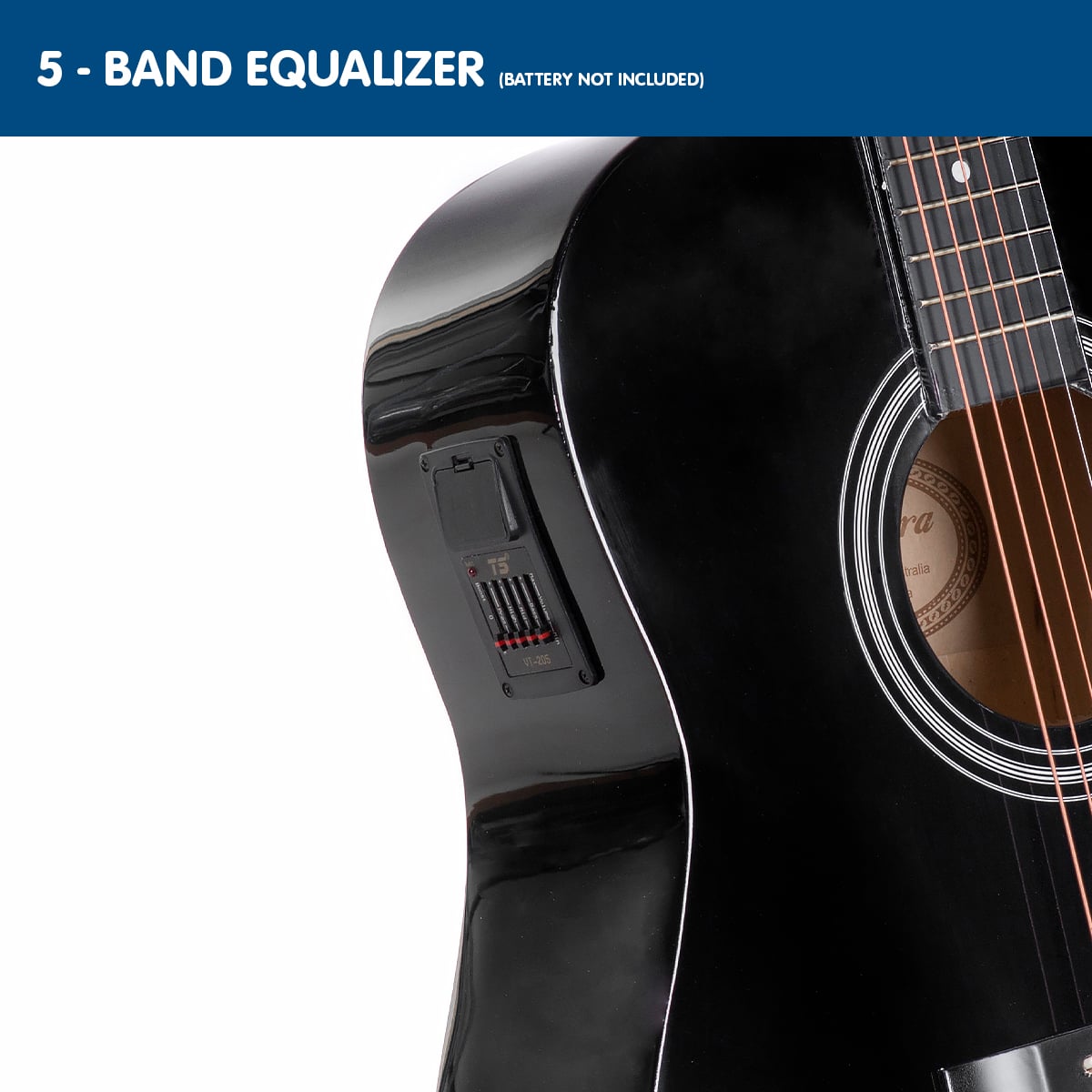 Karrera 41 Inch Electro Acoustic Guitar Black - Full Size Steel String Acoustic Electric Guitar with 5-Band EQ