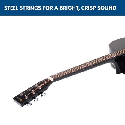 Karrera 41 Inch Electro Acoustic Guitar Black - Full Size Steel String Acoustic Electric Guitar with 5-Band EQ