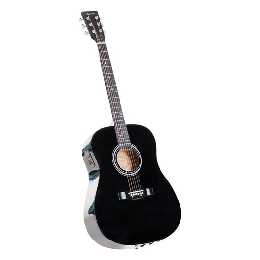 Karrera 41 Inch Electro Acoustic Guitar Black - Full Size Steel String Acoustic Electric Guitar with 5-Band EQ
