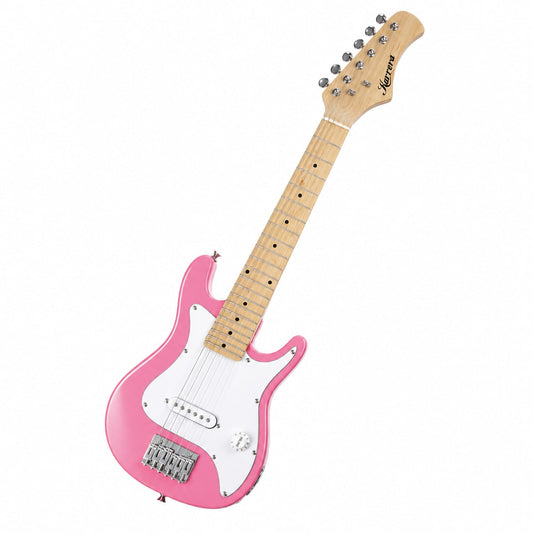 Karrera Kids Electric Guitar Junior Beginner Double Cutaway Scaled-Down Instrument for Children - Pink