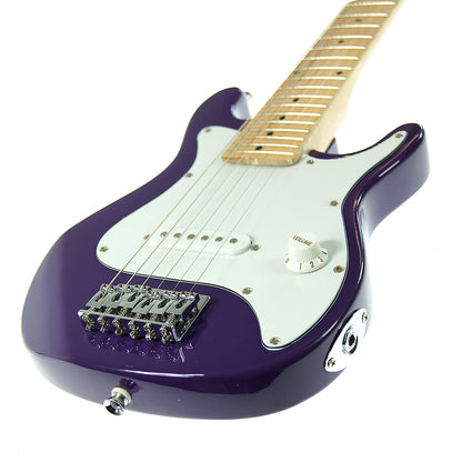 Karrera Kids Electric Guitar Junior Beginner Double Cutaway Scaled-Down Instrument for Children - Purple