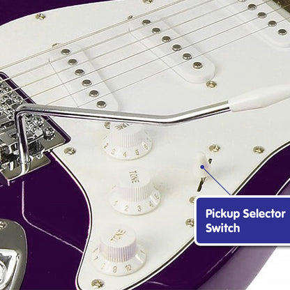 Karrera 39 Full Size Electric Guitar Purple 6-String Instrument with Whammy Bar & Adjustable Bridge