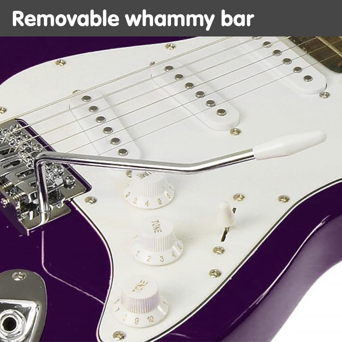 Karrera 39 Full Size Electric Guitar Purple 6-String Instrument with Whammy Bar & Adjustable Bridge
