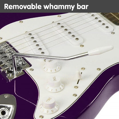 Karrera 39 Full Size Electric Guitar Purple 6-String Instrument with Whammy Bar & Adjustable Bridge