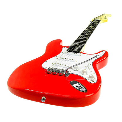 Karrera 39 Full Size Electric Guitar Red 6-String Instrument with Whammy Bar & Adjustable Bridge