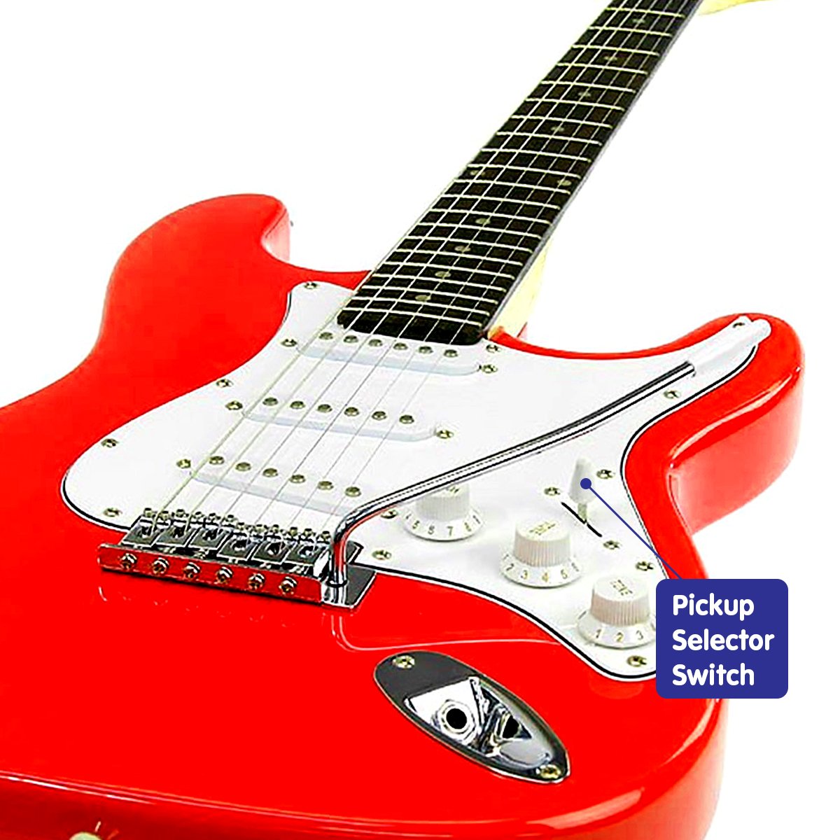 Karrera 39 Full Size Electric Guitar Red 6-String Instrument with Whammy Bar & Adjustable Bridge