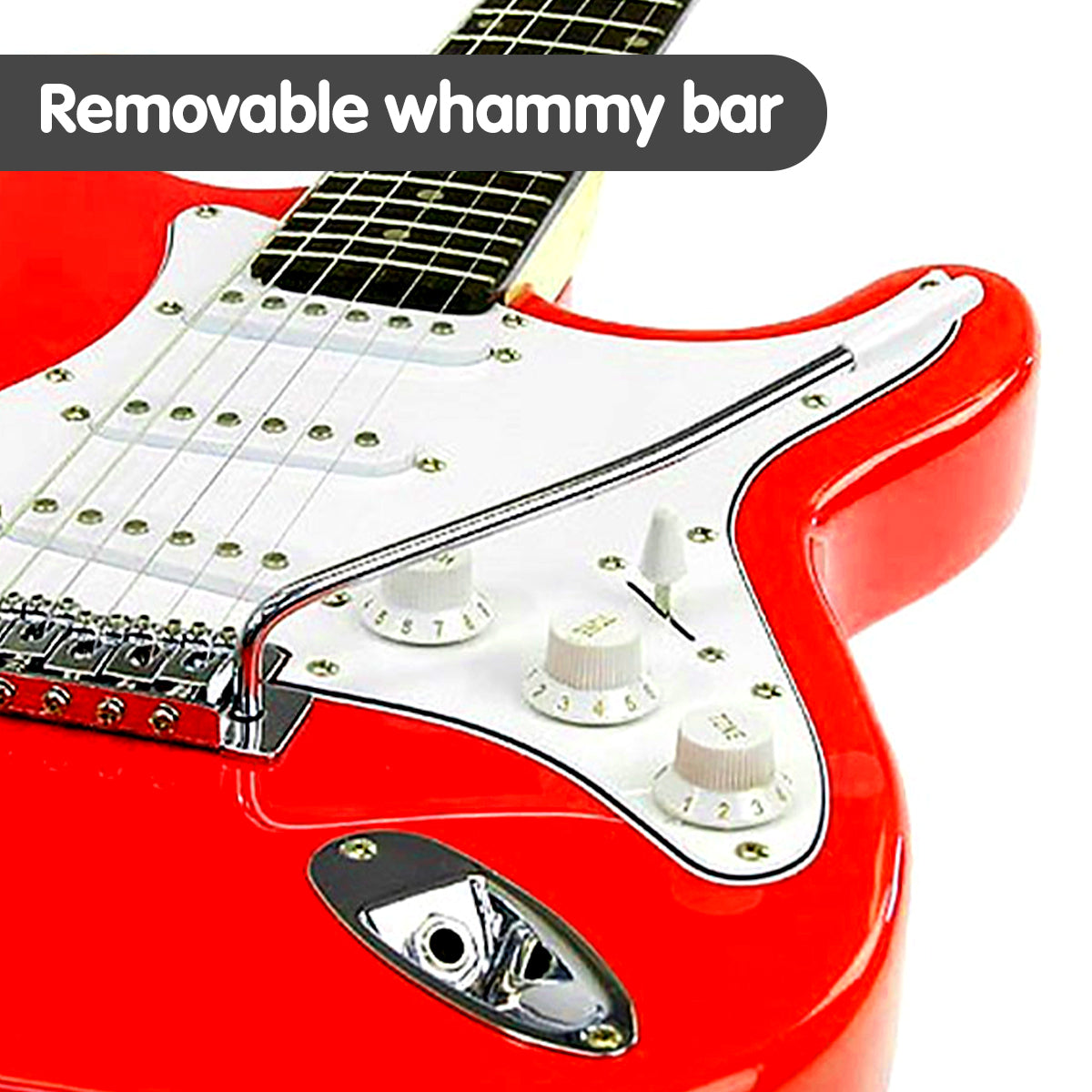 Karrera 39 Full Size Electric Guitar Red 6-String Instrument with Whammy Bar & Adjustable Bridge