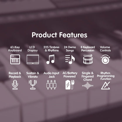 Karrera 61-Key Electronic Keyboard Piano with Stand & Sheet Music Holder - Portable Beginner Digital Piano, Pink