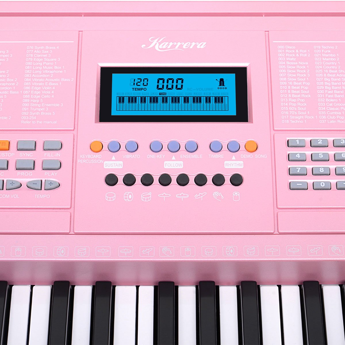 Karrera 61-Key Electronic Keyboard Piano with Stand & Sheet Music Holder - Portable Beginner Digital Piano, Pink