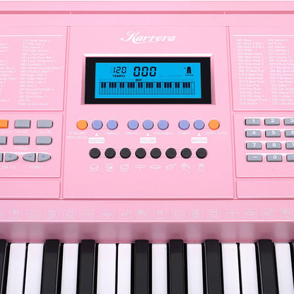 Karrera 61-Key Electronic Keyboard Piano with Stand & Sheet Music Holder - Portable Beginner Digital Piano, Pink