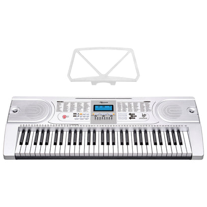 Karrera 61 Keys Electronic LED Keyboard Piano with Stand - Silver