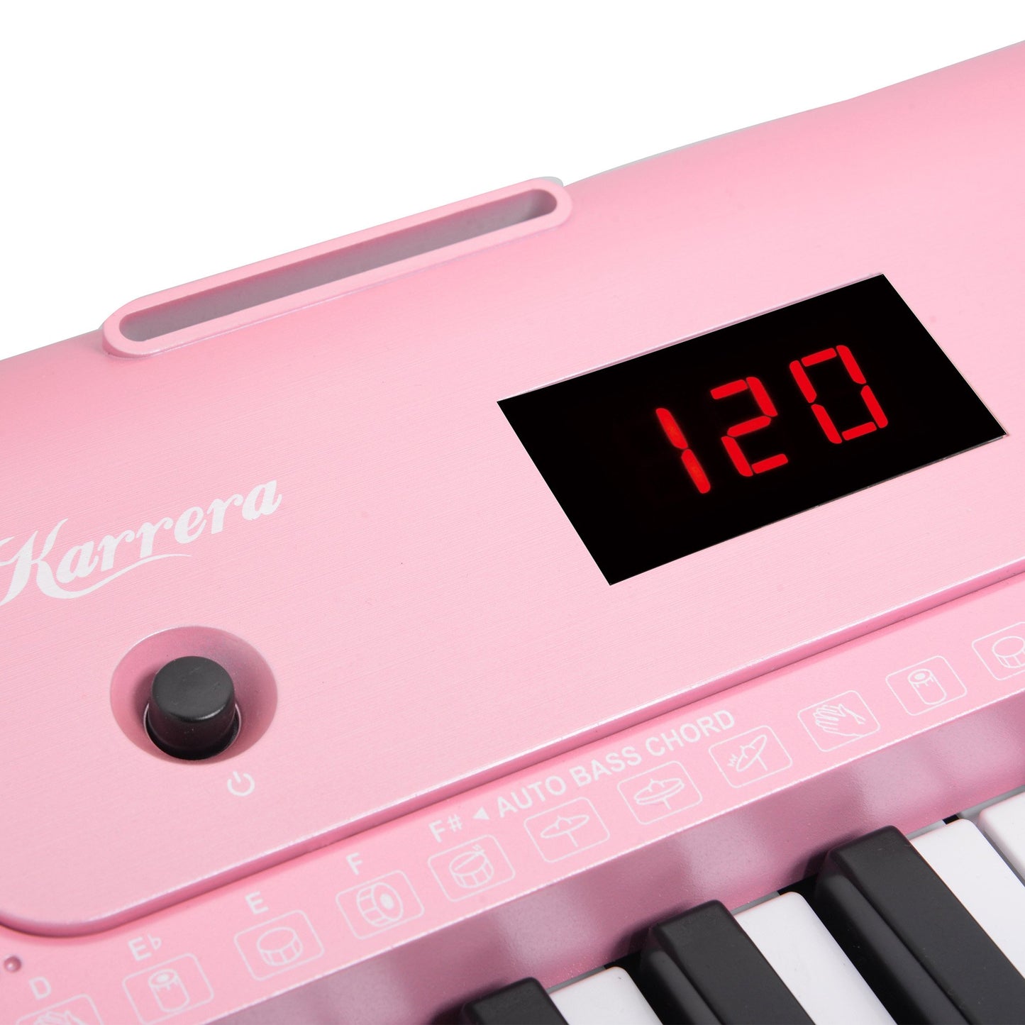 Karrera 61-Key Electronic Piano Keyboard with LED and Folding Stand in Pink CHJ-SD1