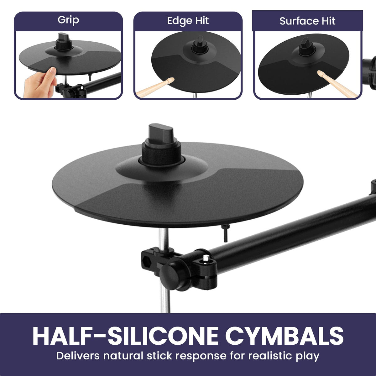 Karrera 18S Electronic Drum Kit with Mesh Pads 8in Bluetooth USB/MIDI Drum Coach Metronome  Kick Pedal & Choke Cymbals