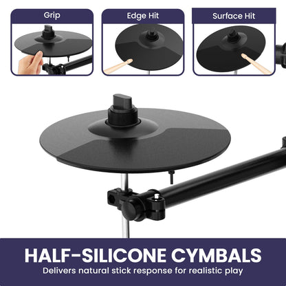 Karrera 18S Electronic Drum Kit with Mesh Pads 8in Bluetooth USB/MIDI Drum Coach Metronome  Kick Pedal & Choke Cymbals