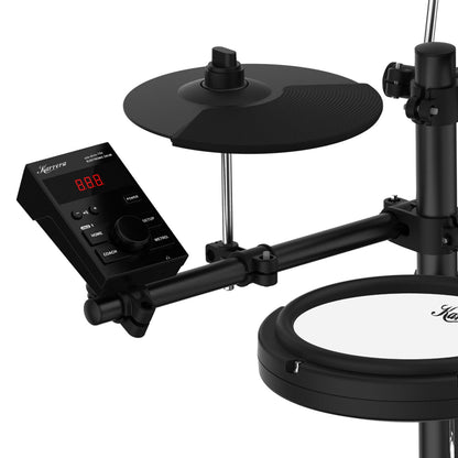 Karrera 18S Electronic Drum Kit with Mesh Pads 8in Bluetooth USB/MIDI Drum Coach Metronome  Kick Pedal & Choke Cymbals