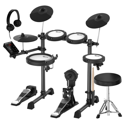 Karrera 18S Electronic Drum Kit with Mesh Pads 8in Bluetooth USB/MIDI Drum Coach Metronome  Kick Pedal & Choke Cymbals
