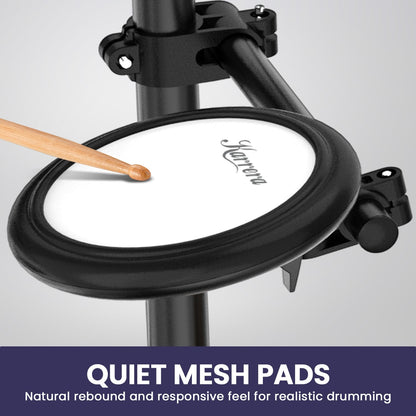 Karrera 18S Electronic Drum Kit with Mesh Pads 8in Bluetooth USB/MIDI Drum Coach Metronome  Kick Pedal & Choke Cymbals