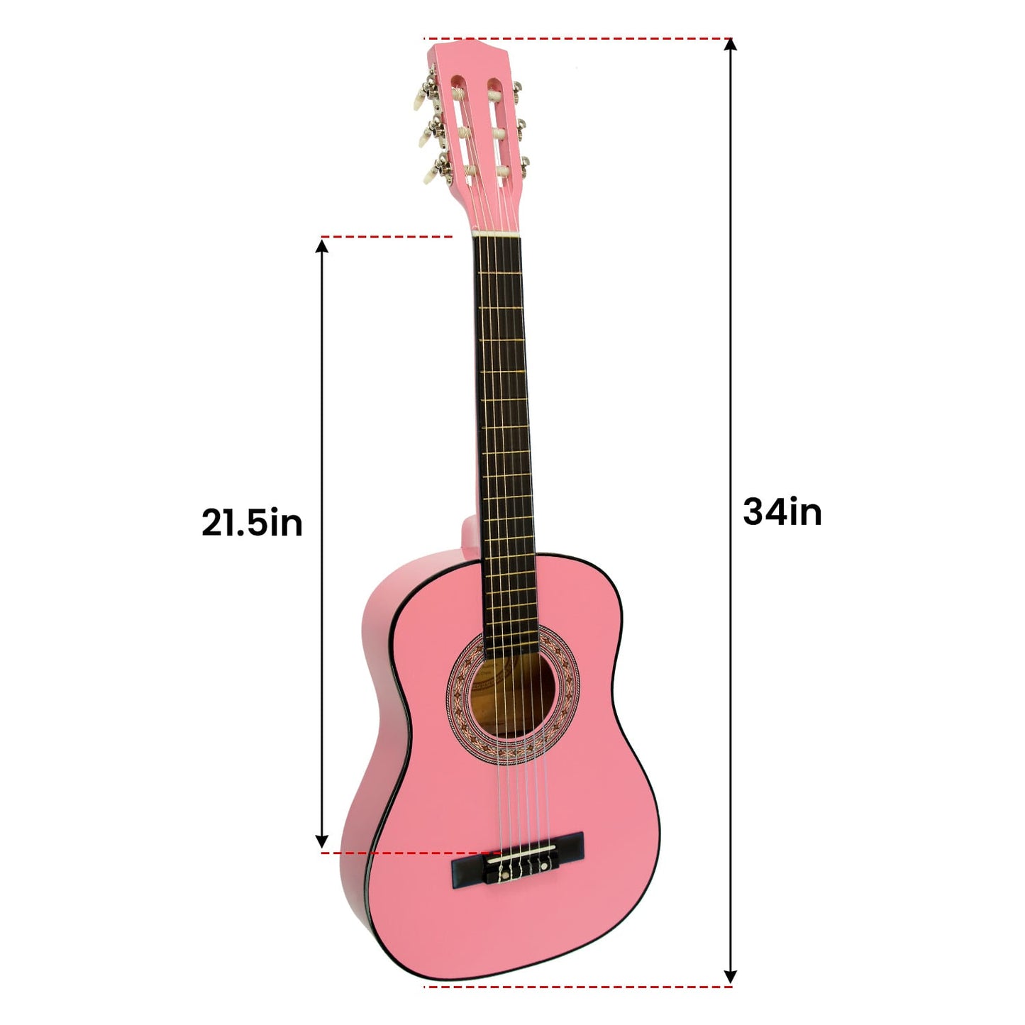 Childrens Guitar Karrera 34in Acoustic Wooden - Pink
