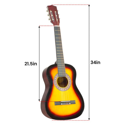 Childrens Guitar Karrera 34in Acoustic Wooden - Sunburst