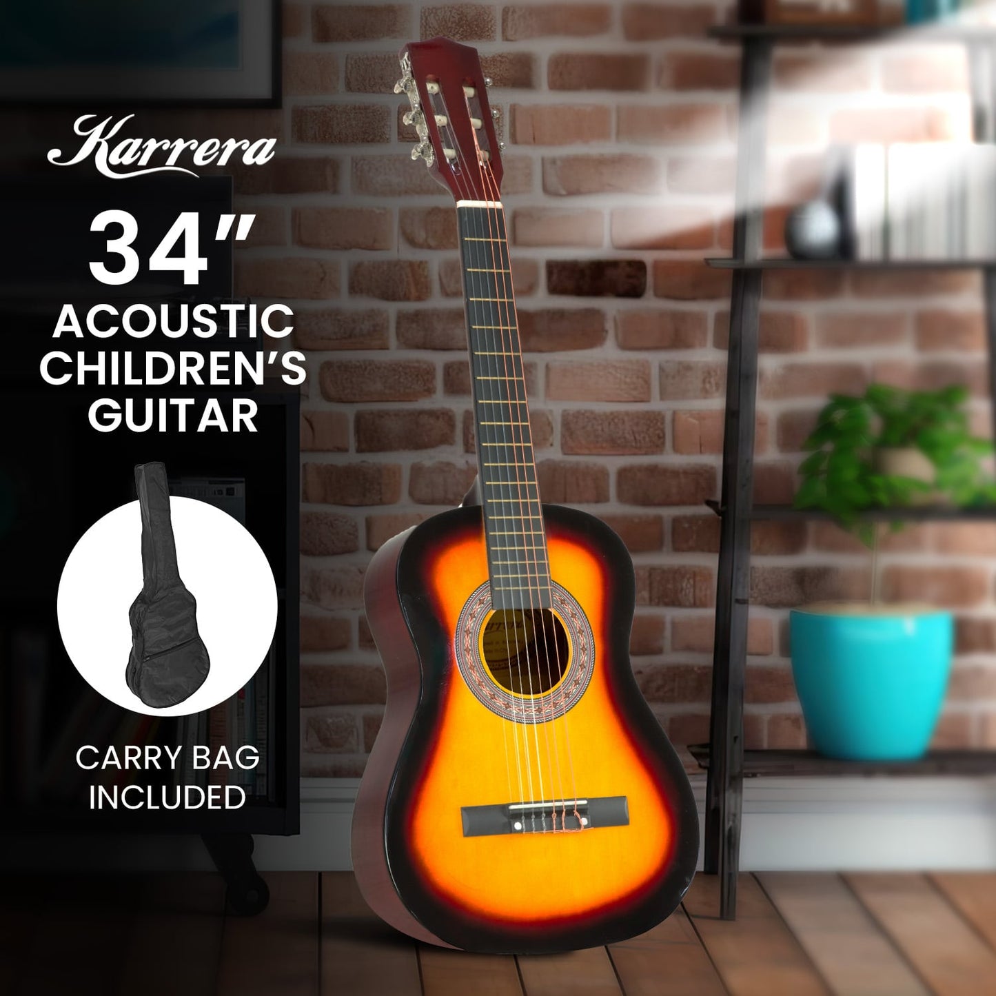 Childrens Guitar Karrera 34in Acoustic Wooden - Sunburst