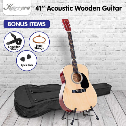 Karrera 41in Acoustic Wooden Guitar with Bag - Natural