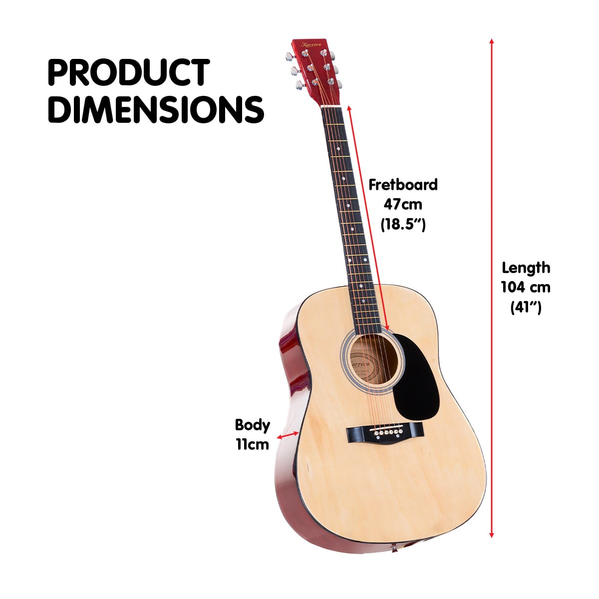 Karrera 41in Acoustic Wooden Guitar with Bag - Natural
