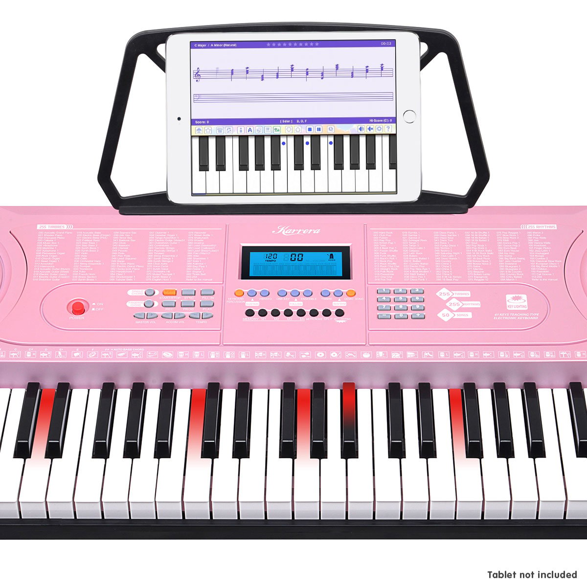 Pink Keyboard Led Karrera 61 Keys Electronic LED Piano Keyboard with Stand - Pink